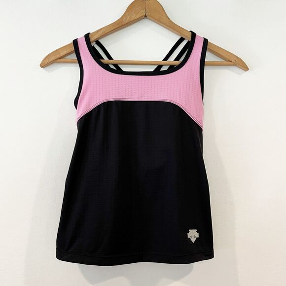 Descente Pink Black Tank Top Cycling Medium Activewear Biking Athletic - Picture 3 of 10